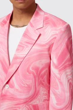 Unisex|Style·Bold Prints|Twisted Tailor Drogba Oversized Pink Abstract Cotton Suit
