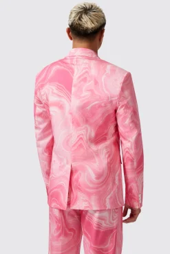 Unisex|Style·Bold Prints|Twisted Tailor Drogba Oversized Pink Abstract Cotton Suit