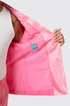 Unisex|Twisted Tailor Drogba Oversized Pink Abstract Cotton Jacket