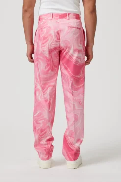 Unisex|Twisted Tailor Drogba Oversized Pink Abstract Cotton Trousers