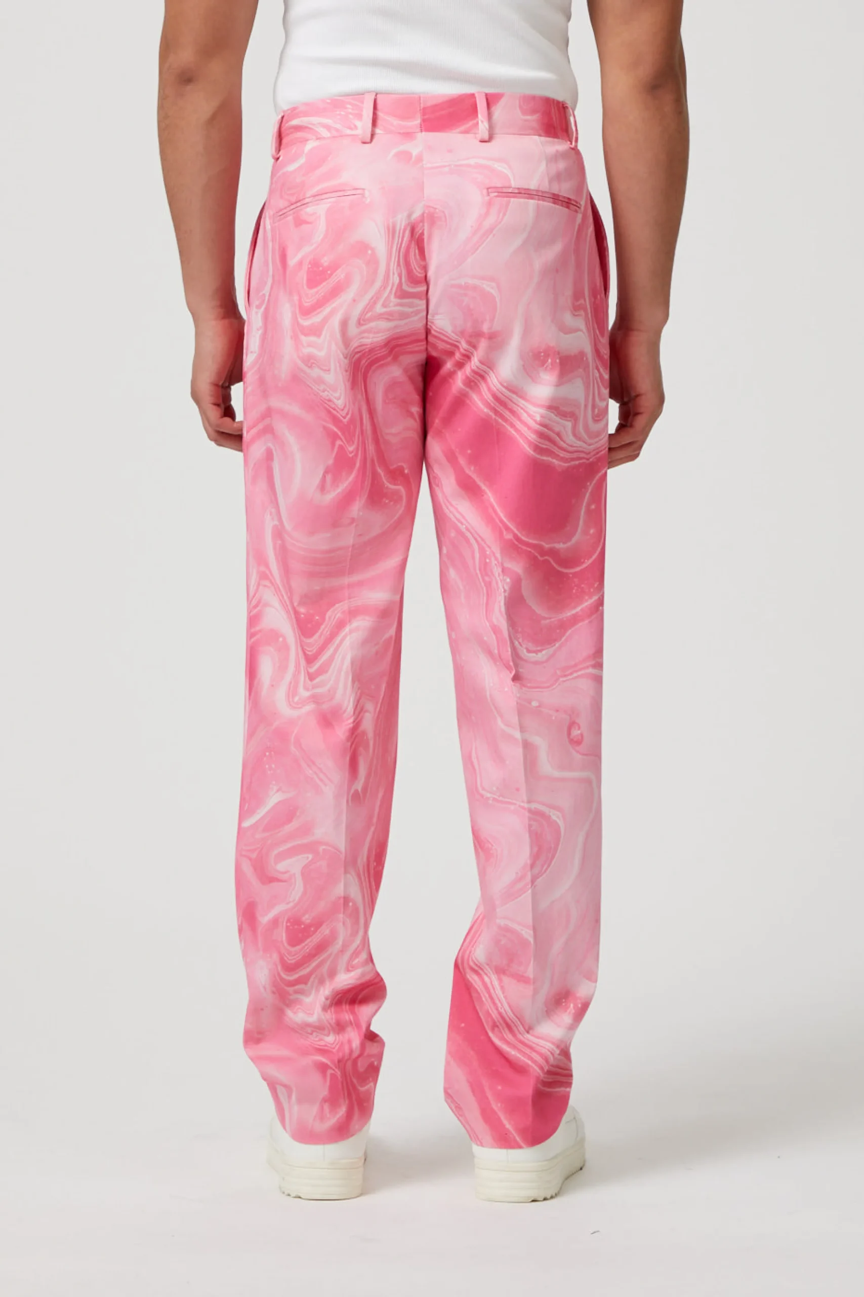 Unisex|Twisted Tailor Drogba Oversized Pink Abstract Cotton Trousers