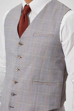 Waistcoats|Twisted Tailor Earlswood Slim Fit Grey Check Waistcoat