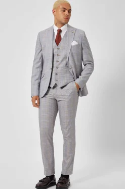 Waistcoats|Twisted Tailor Earlswood Slim Fit Grey Check Waistcoat