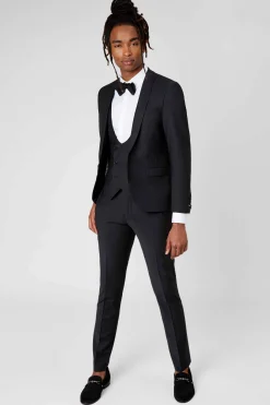 Trousers·Work Trousers|Twisted Tailor Ellroy Skinny Fit Black Wool Trousers
