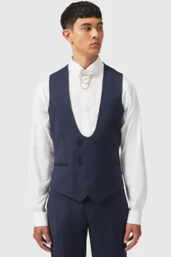Waistcoats|Twisted Tailor Ellroy Skinny Fit New Navy Waistcoat
