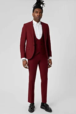 Style·Plain Suits|Style·3 Piece Suits|Twisted Tailor Ellroy Skinny Fit Red Wool Suit