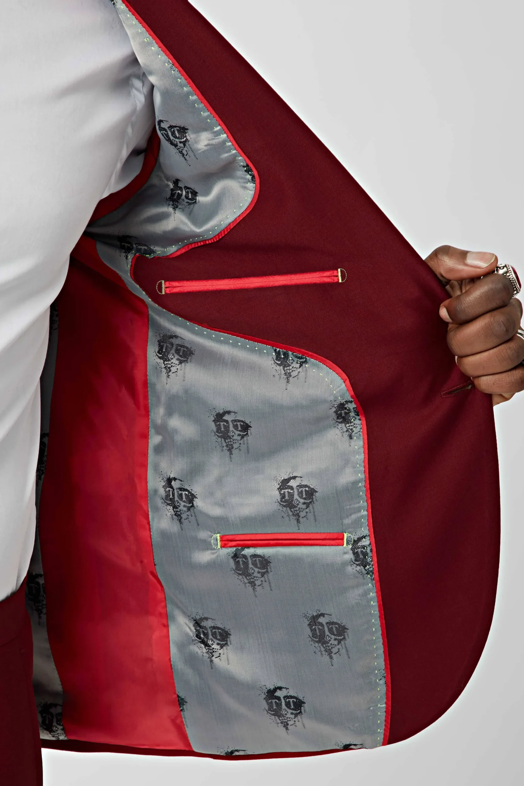 Style·Plain Suits|Style·3 Piece Suits|Twisted Tailor Ellroy Skinny Fit Red Wool Suit