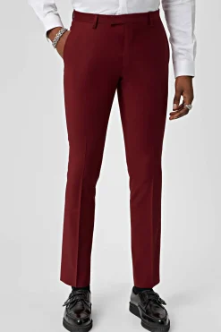 Trousers·Work Trousers|Twisted Tailor Ellroy Skinny Fit Red Wool Trousers