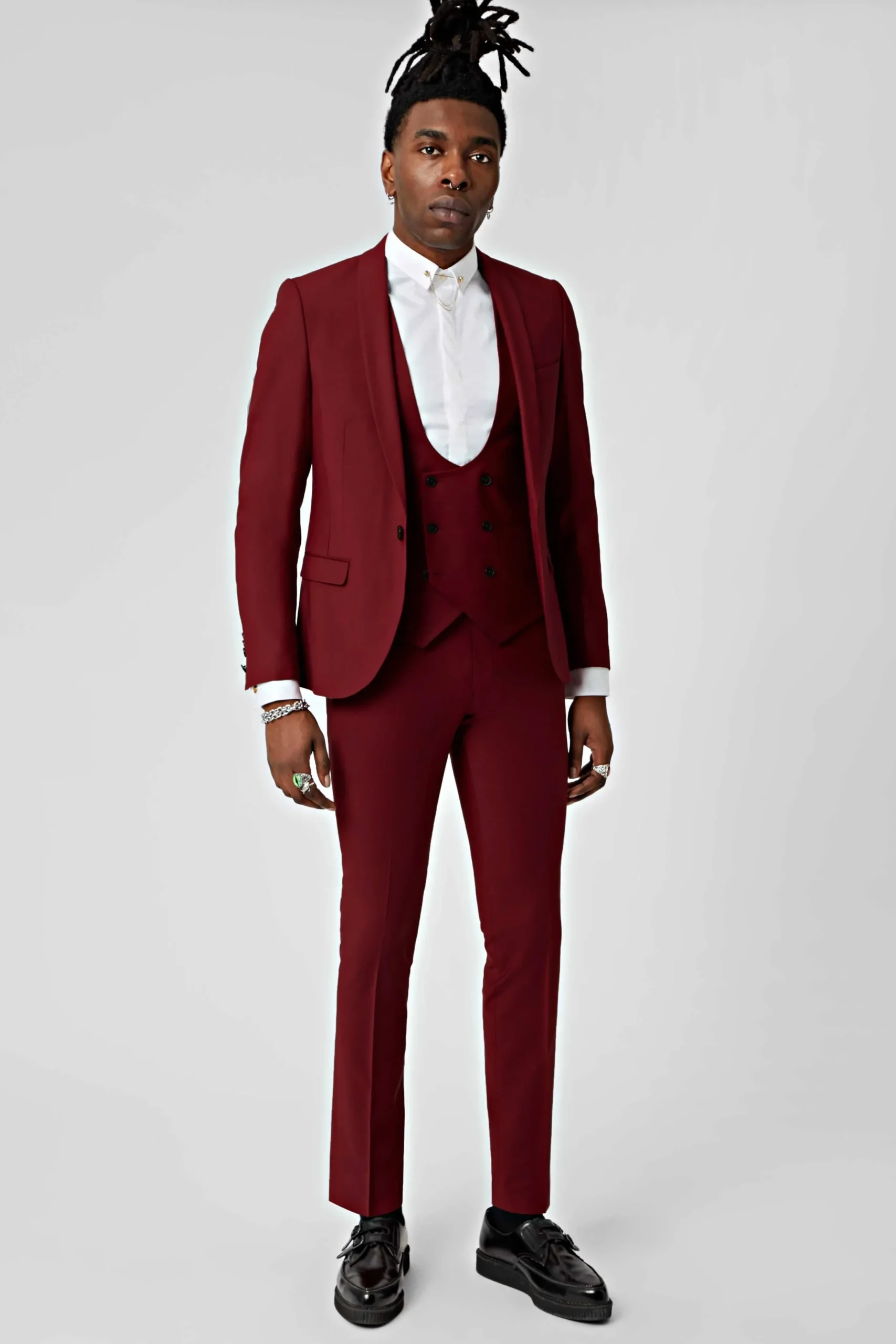 Waistcoats|Twisted Tailor Ellroy Skinny Fit Red Wool Waistcoat
