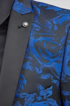Jackets·Floral Jackets|Jackets·Party Jackets|Twisted Tailor Ersat Skinny Fit Blue Floral Tuxedo Jacket