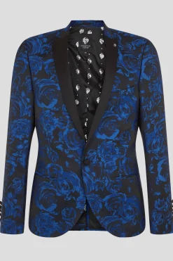 Jackets·Floral Jackets|Jackets·Party Jackets|Twisted Tailor Ersat Skinny Fit Blue Floral Tuxedo Jacket