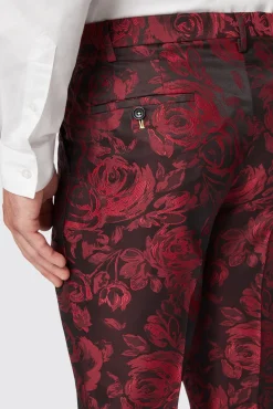 Style·Floral Suits|Style·2 Piece Suits|Twisted Tailor Ersat Skinny Fit Red Floral Jacquard Tuxedo