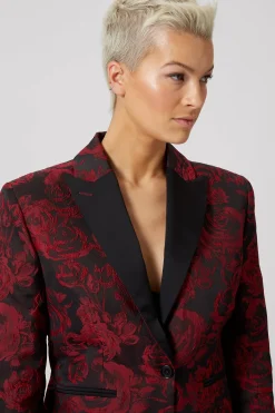 Woman|Style·Icons|Twisted Tailor Ersilia Skinny Fit Red Floral Suit