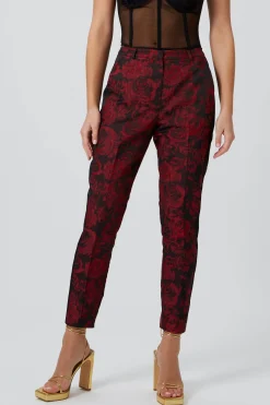 Woman|Twisted Tailor Ersilia Skinny Fit Red Floral Trousers