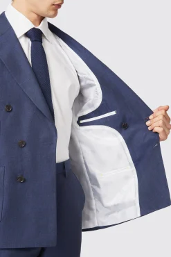 Jackets·Work Jackets|Twisted Tailor Fairmont Slim Fit Navy Double Breasted Linen Jacket