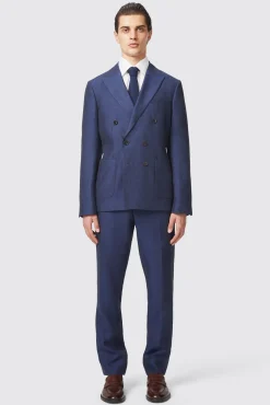 Jackets·Work Jackets|Twisted Tailor Fairmont Slim Fit Navy Double Breasted Linen Jacket