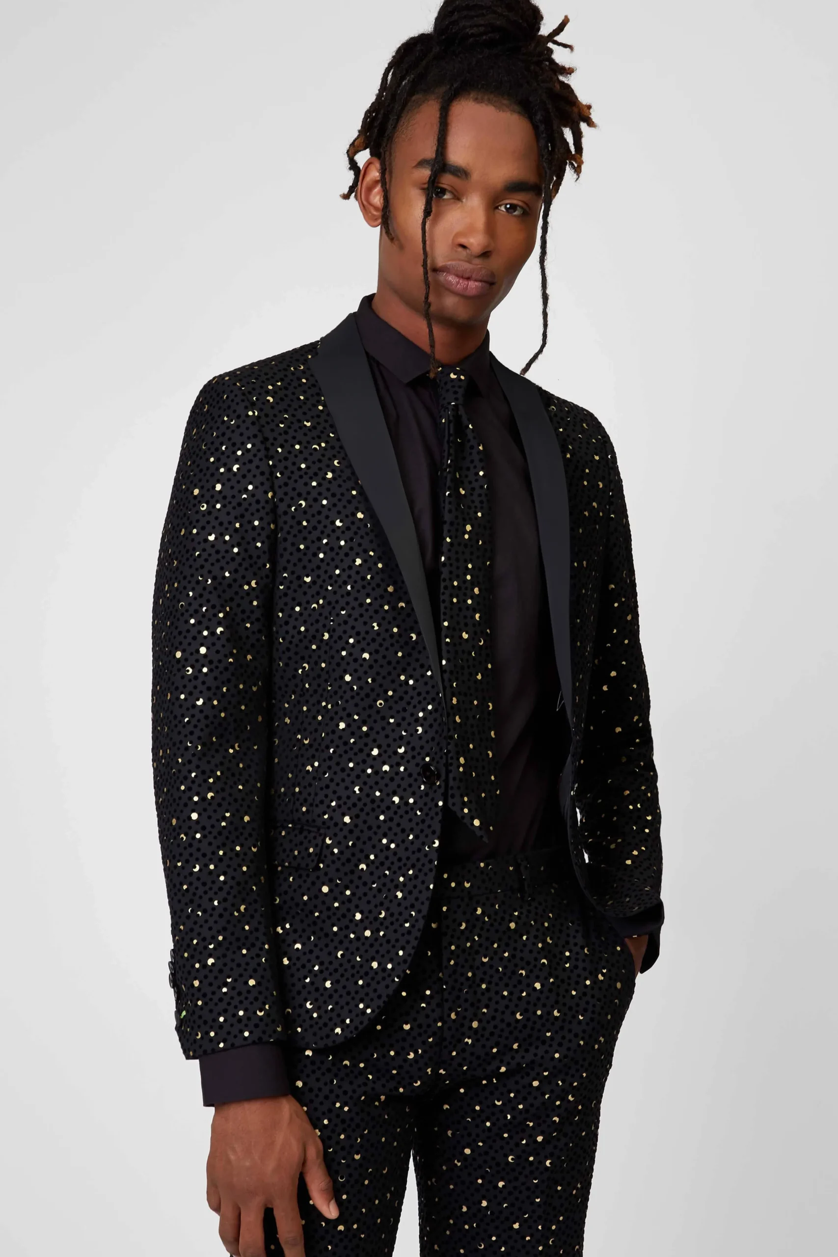 Jackets·Party Jackets|Twisted Tailor Farrow Skinny Fit Black Polka Dot Tuxedo Jacket