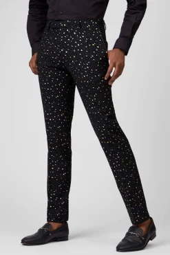 Trousers·Party Trousers|Twisted Tailor Farrow Skinny Fit Black Polka Dot Tuxedo Trousers