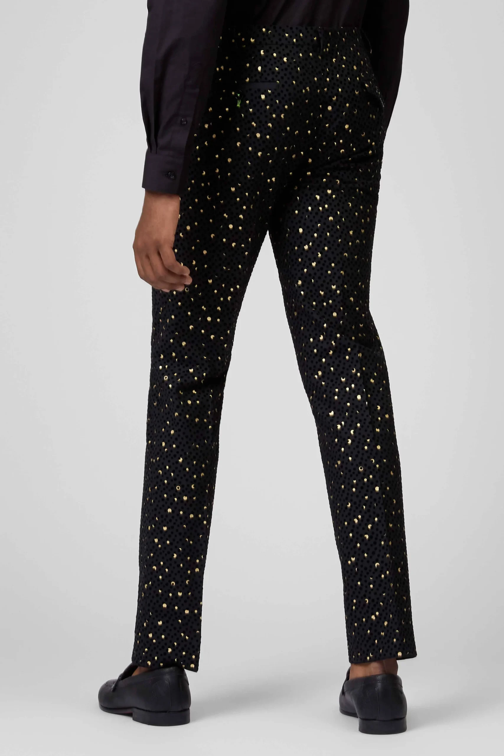 Trousers·Party Trousers|Twisted Tailor Farrow Skinny Fit Black Polka Dot Tuxedo Trousers