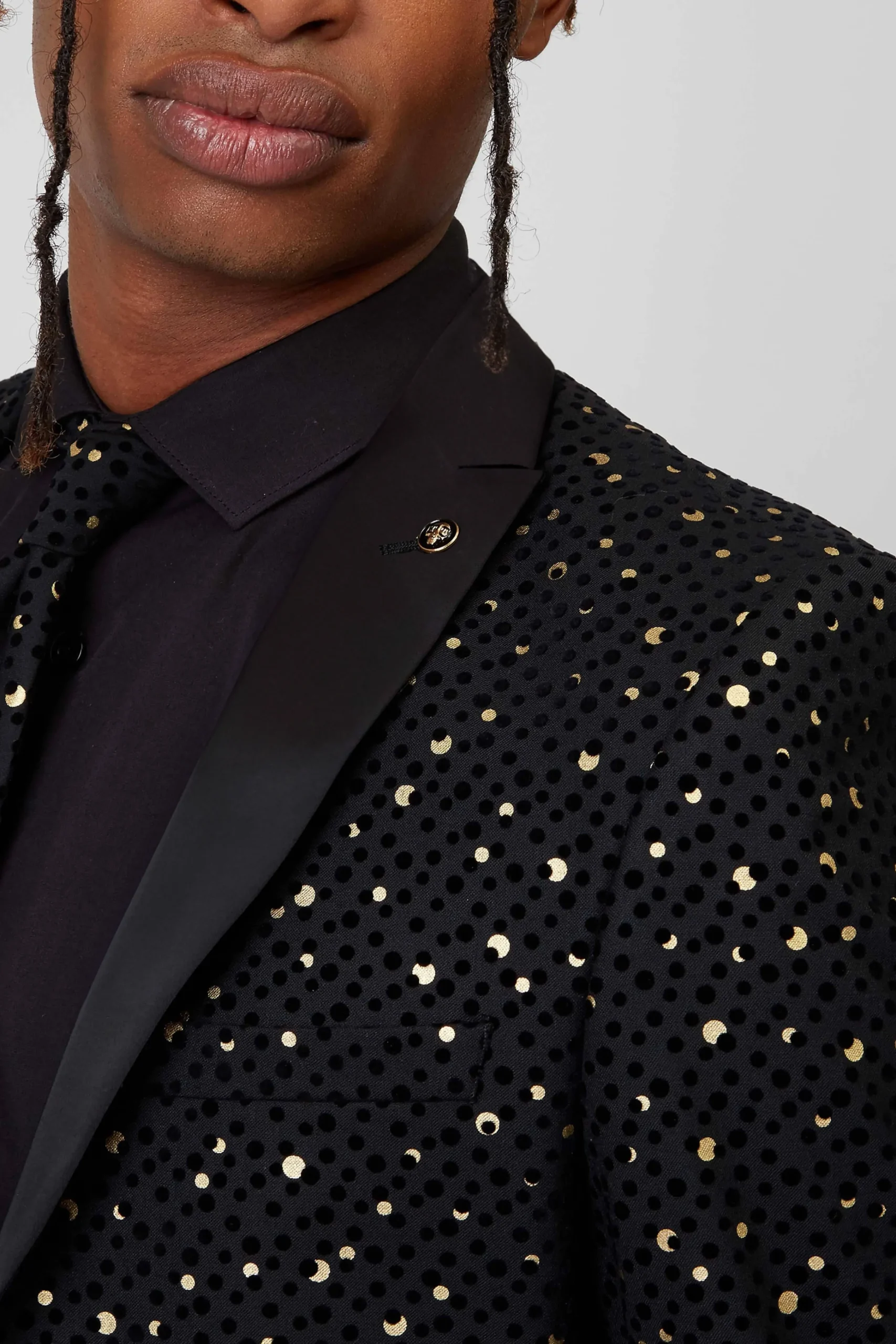 Style·Tuxedos|Style·Icons|Twisted Tailor Farrow Skinny Fit Black Polka Dot Tuxedo Suit
