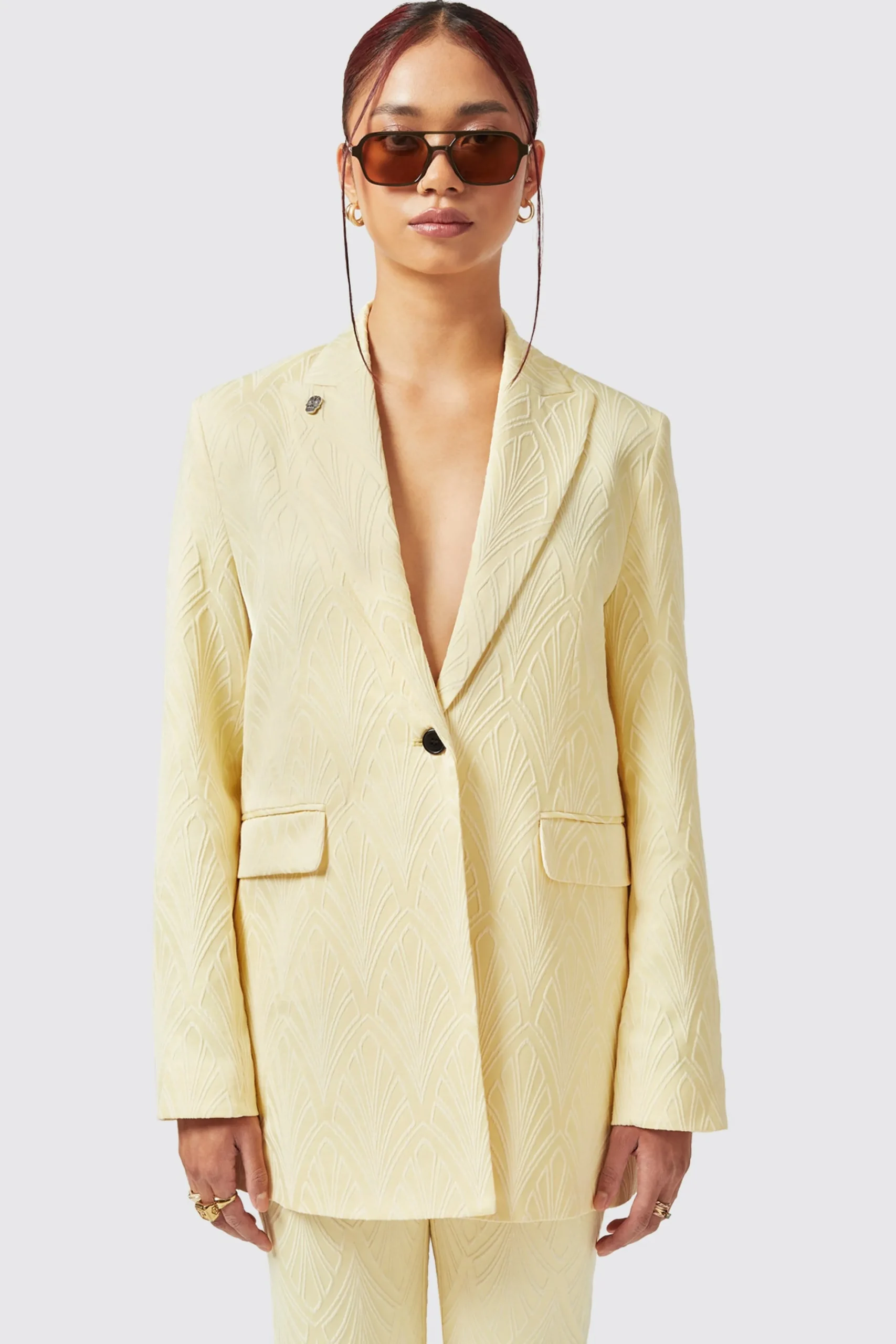 Woman|Twisted Tailor Fiore Slim Fit Yellow Jacket