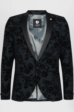Jackets·Floral Jackets|Twisted Tailor Fleet Skinny Fit Black Floral Tuxedo Jacket