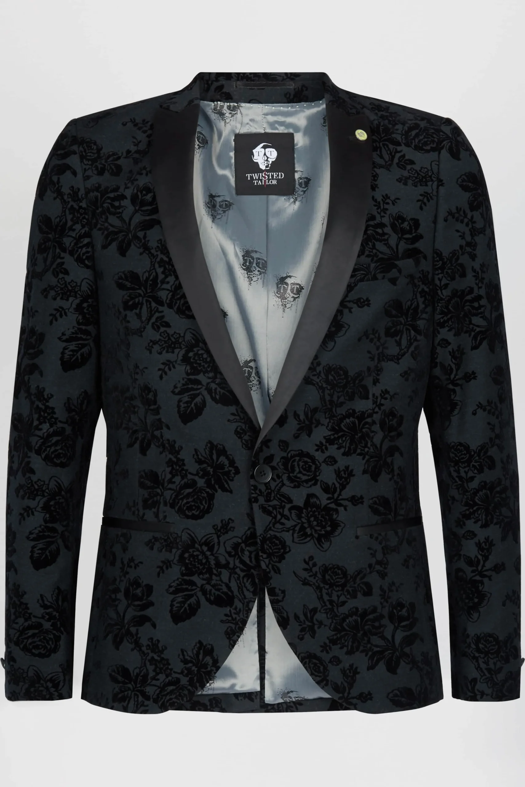 Jackets·Floral Jackets|Twisted Tailor Fleet Skinny Fit Black Floral Tuxedo Jacket
