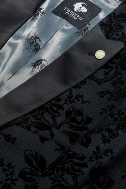 Jackets·Floral Jackets|Twisted Tailor Fleet Skinny Fit Black Floral Tuxedo Jacket