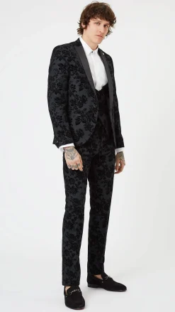 Jackets·Floral Jackets|Twisted Tailor Fleet Skinny Fit Black Floral Tuxedo Jacket