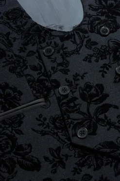 Waistcoats|Twisted Tailor Fleet Skinny Fit Black Floral Tuxedo Waistcoat