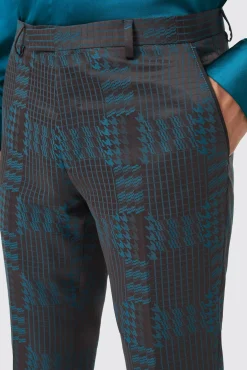 Style·3 Piece Suits|Occasion·Wedding Suits|Twisted Tailor Garland Skinny Fit Black Green Check Suit