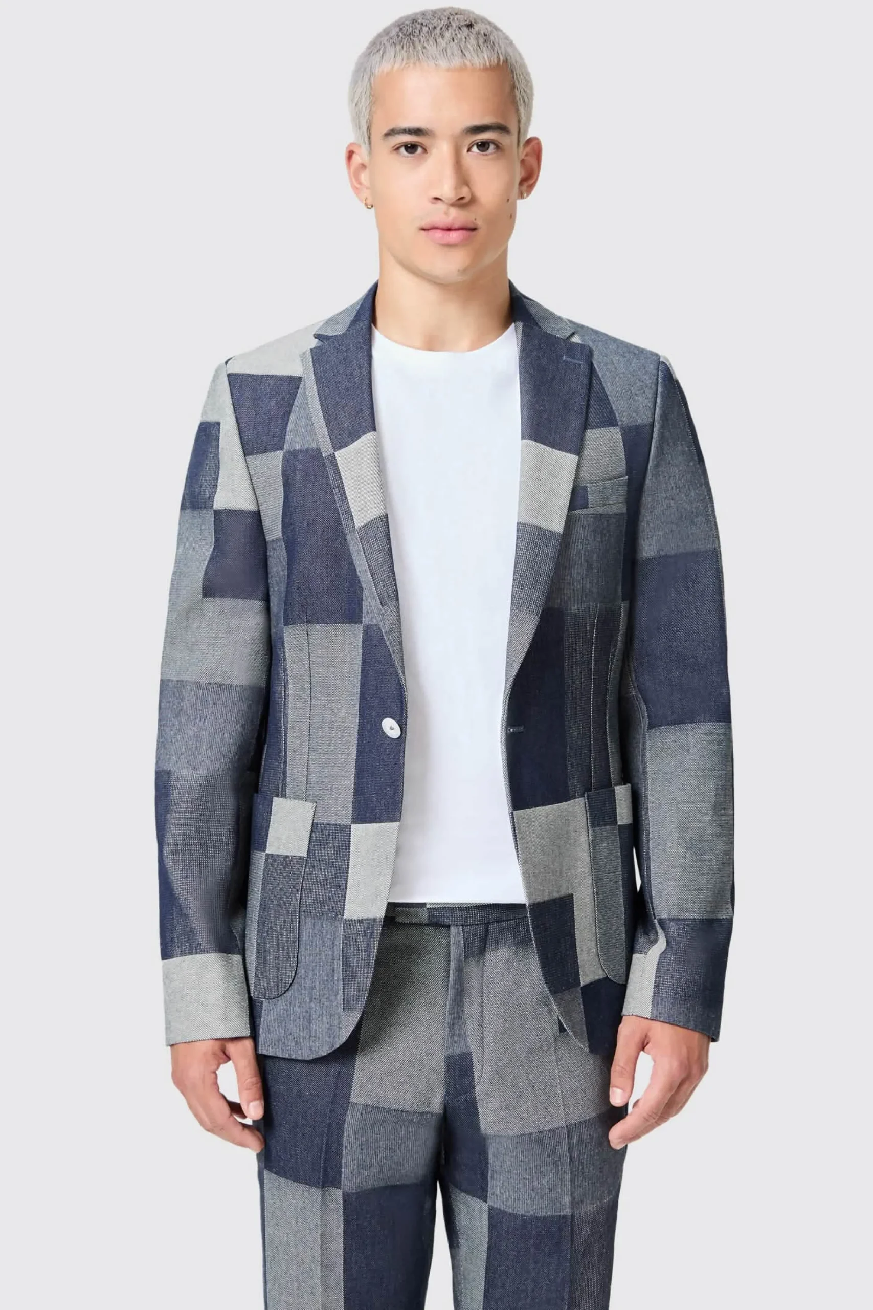 Jackets·Casual Jackets|Occasion·Party Suits|Twisted Tailor Gasly Slim Fit Blue Denim Patch Suit