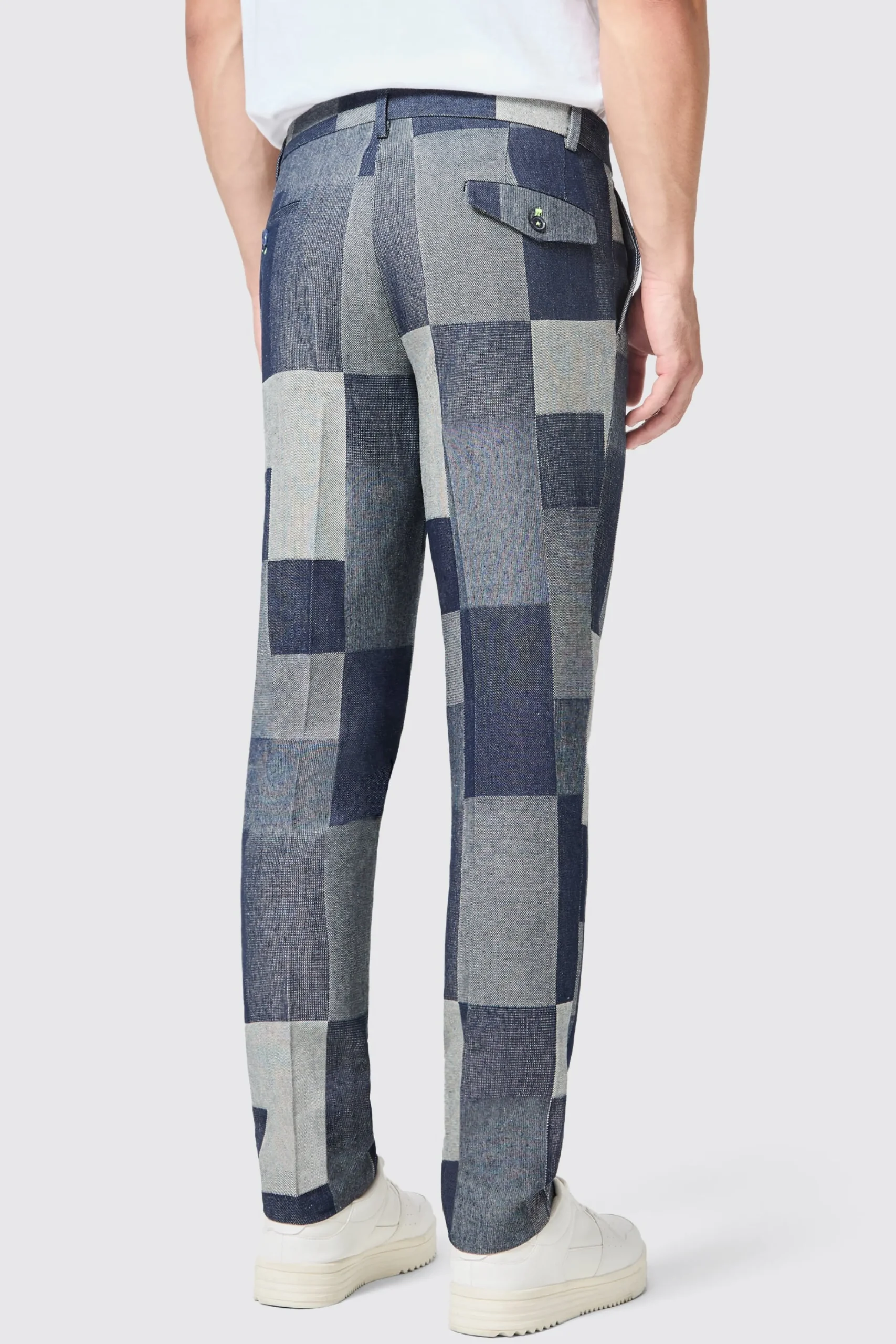 Trousers·Casual Trousers|Trousers·Party Trousers|Twisted Tailor Gasly Slim Fit Blue Denim Patch Trousers