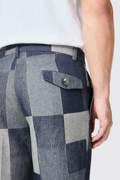 Trousers·Casual Trousers|Trousers·Party Trousers|Twisted Tailor Gasly Slim Fit Blue Denim Patch Trousers