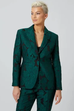 Woman|Twisted Tailor Gillian Skinny Fit Green Floral Jacket