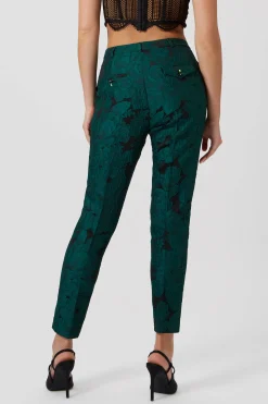 Woman|Twisted Tailor Gillian Skinny Fit Green Floral Trousers