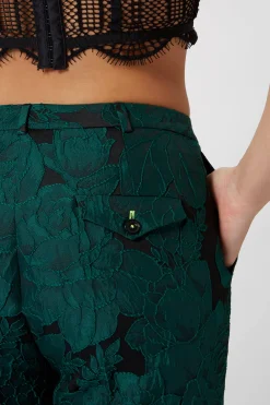 Woman|Twisted Tailor Gillian Skinny Fit Green Floral Trousers