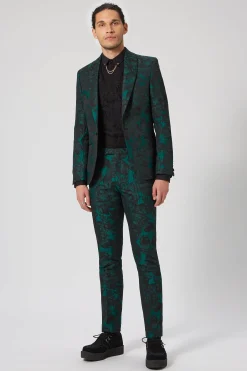 Trousers·Floral Trousers|Twisted Tailor Gilmour Skinny Fit Green Floral Trousers