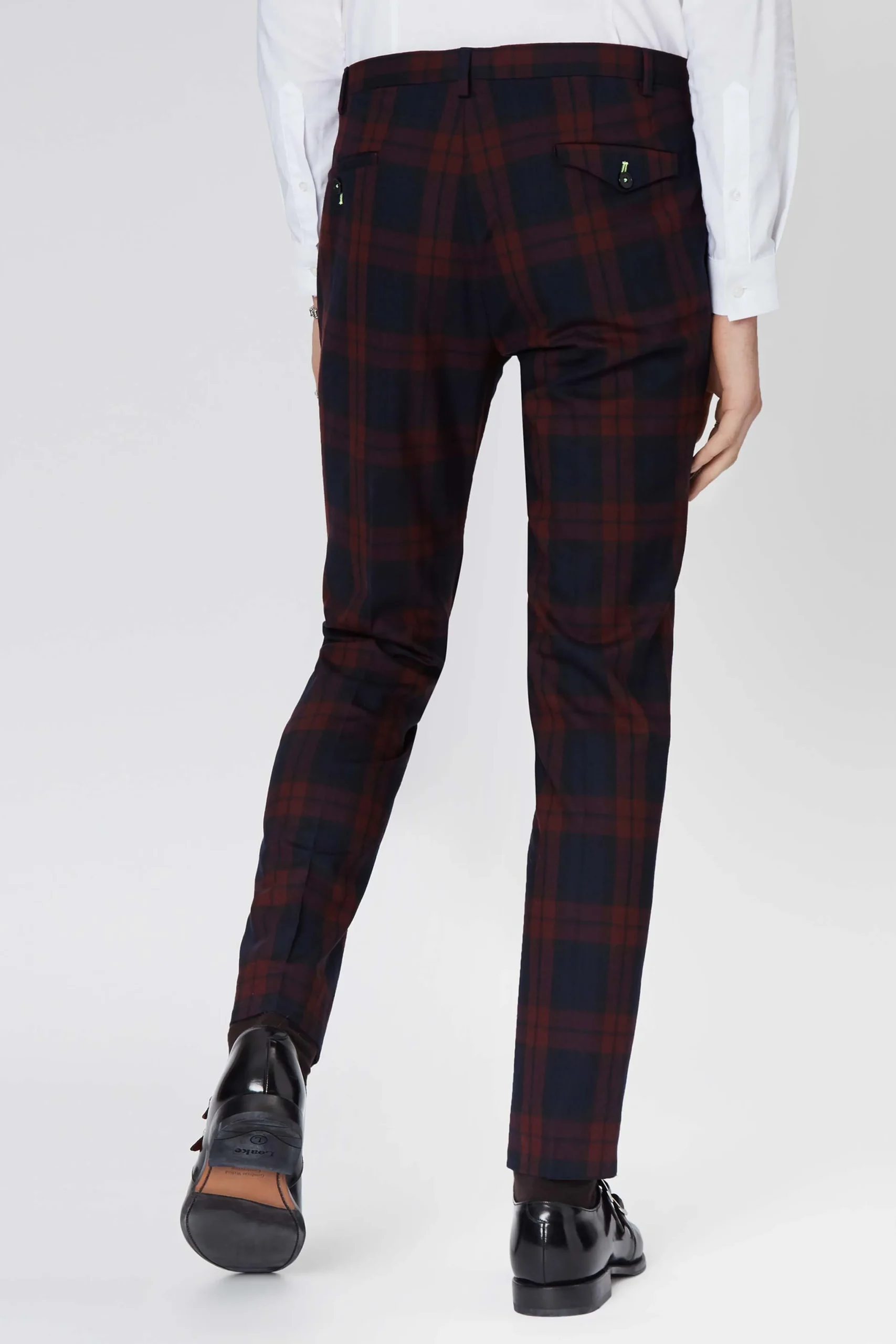 Style·Check Suits|Style·3 Piece Suits|Twisted Tailor Ginger Skinny Fit Burgundy Tartan Suit