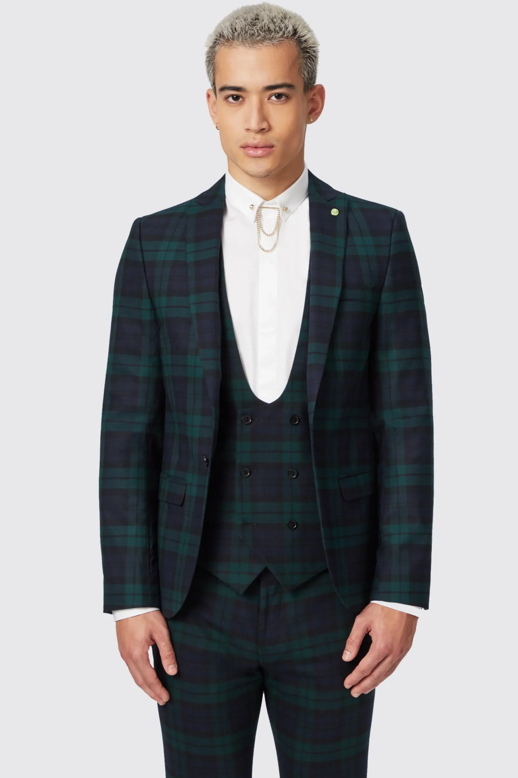 Style·Tartan Suits|Style·3 Piece Suits|Twisted Tailor Ginger Skinny Fit Green Tartan Suit
