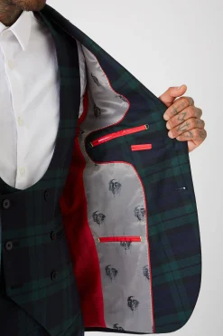 Style·Tartan Suits|Style·3 Piece Suits|Twisted Tailor Ginger Skinny Fit Green Tartan Suit