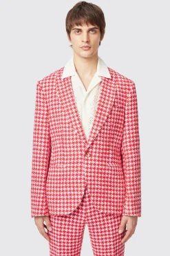 Jackets·Party Jackets|Twisted Tailor Gittings Slim Fit Red Boucle Cotton Jacket