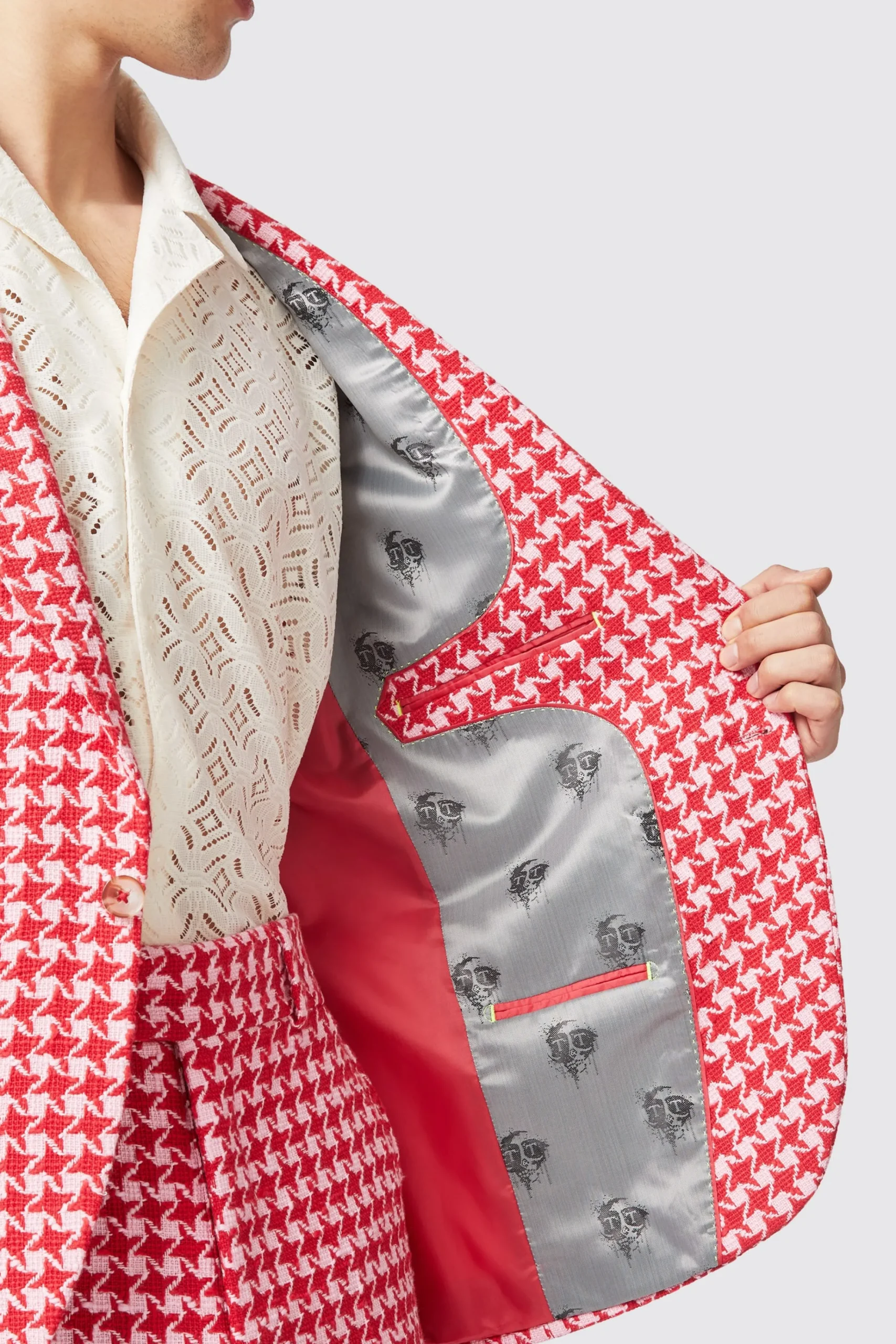 Jackets·Party Jackets|Twisted Tailor Gittings Slim Fit Red Boucle Cotton Jacket