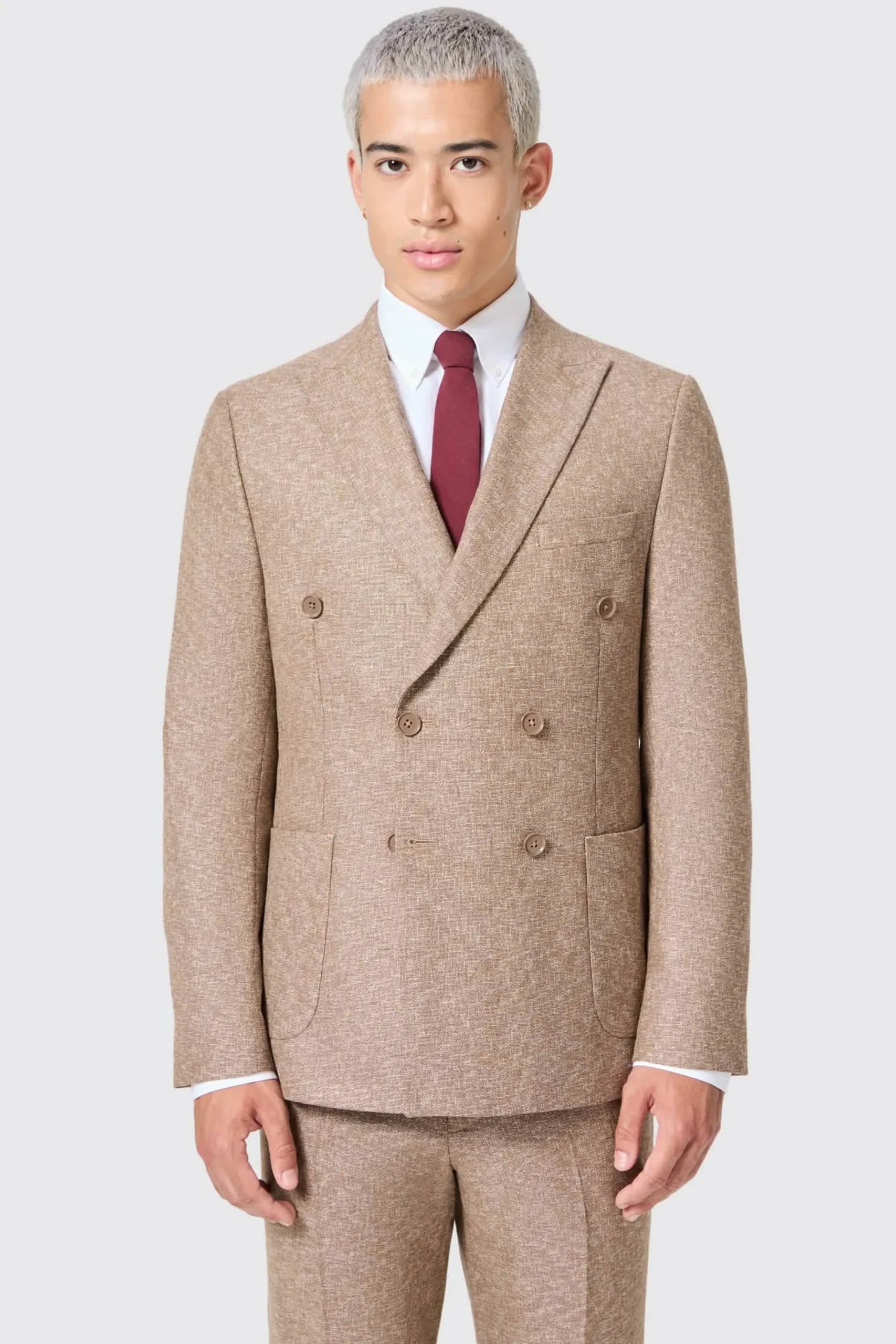 Style·Double Breasted Suits|Occasion·Groomsmen Suits|Twisted Tailor Goddard Slim Fit Brown Double Breasted Suit
