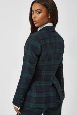 Woman|Twisted Tailor Grace Skinny Fit Green Tartan Jacket