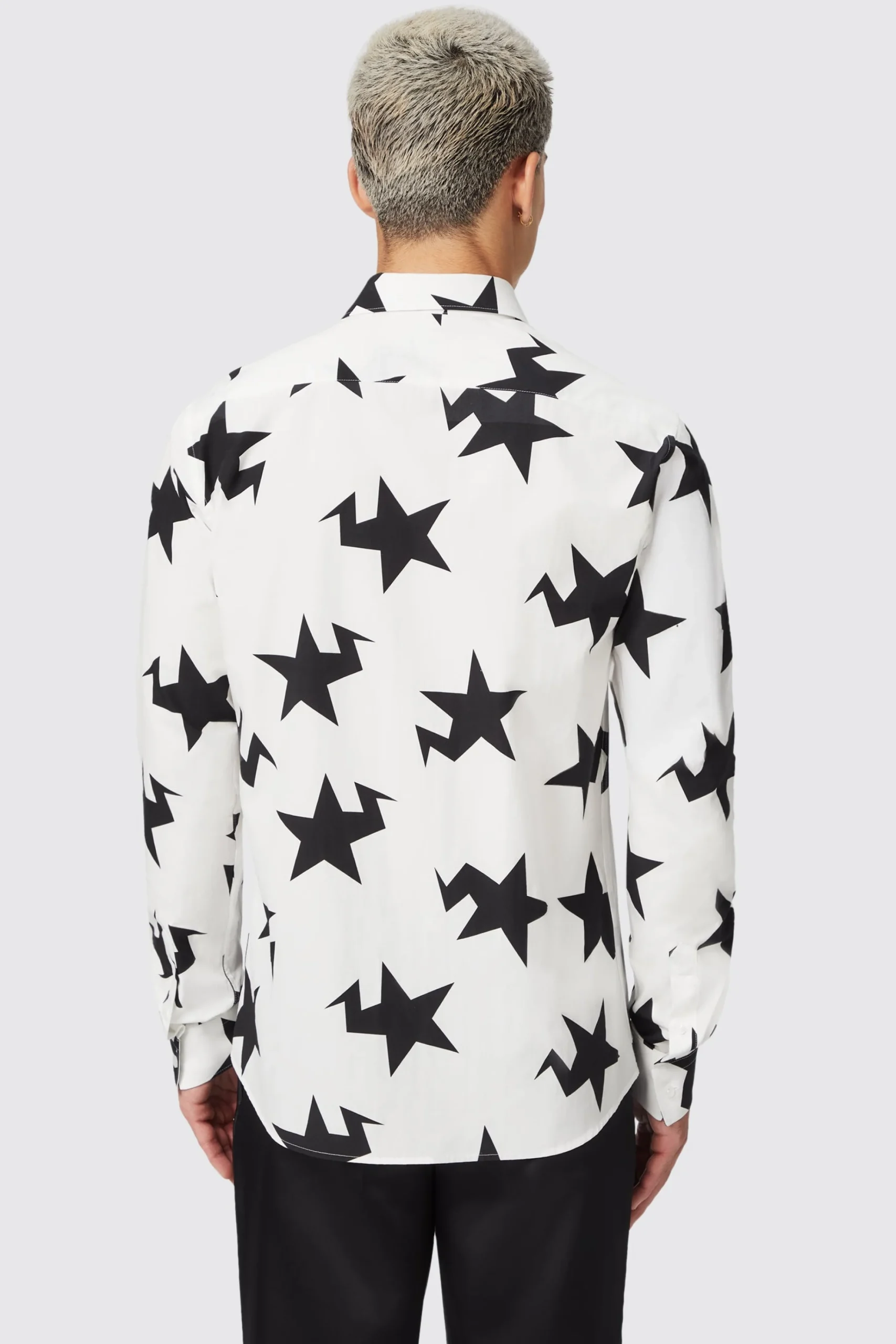 Style·Patterned Shirts|Occasion·Casual Shirts|Twisted Tailor Grosjean Slim Fit White Cotton Star Print Shirt