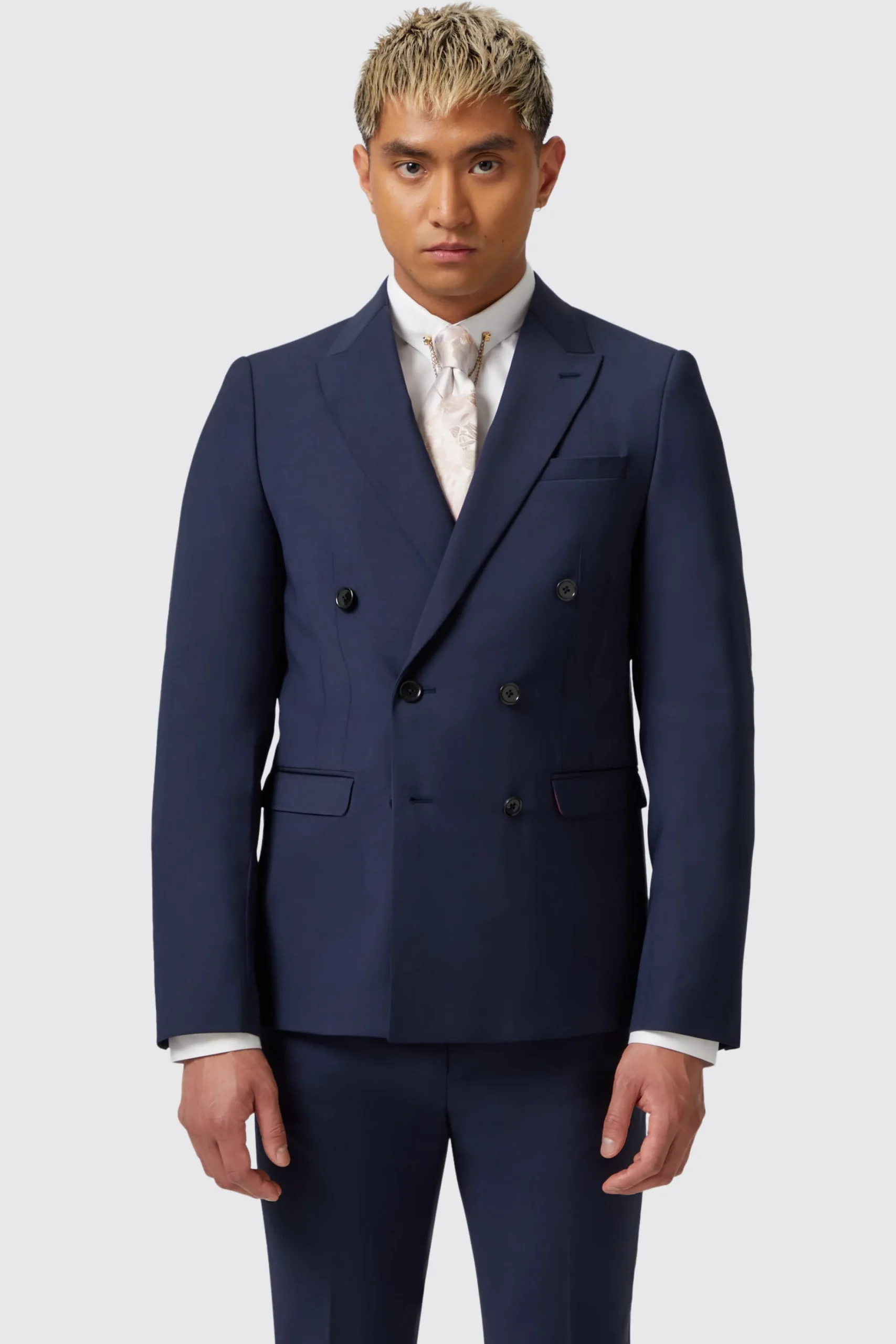 Jackets·Work Jackets|Twisted Tailor Harwood Slim Fit Navy Double Breasted Wool Jacket