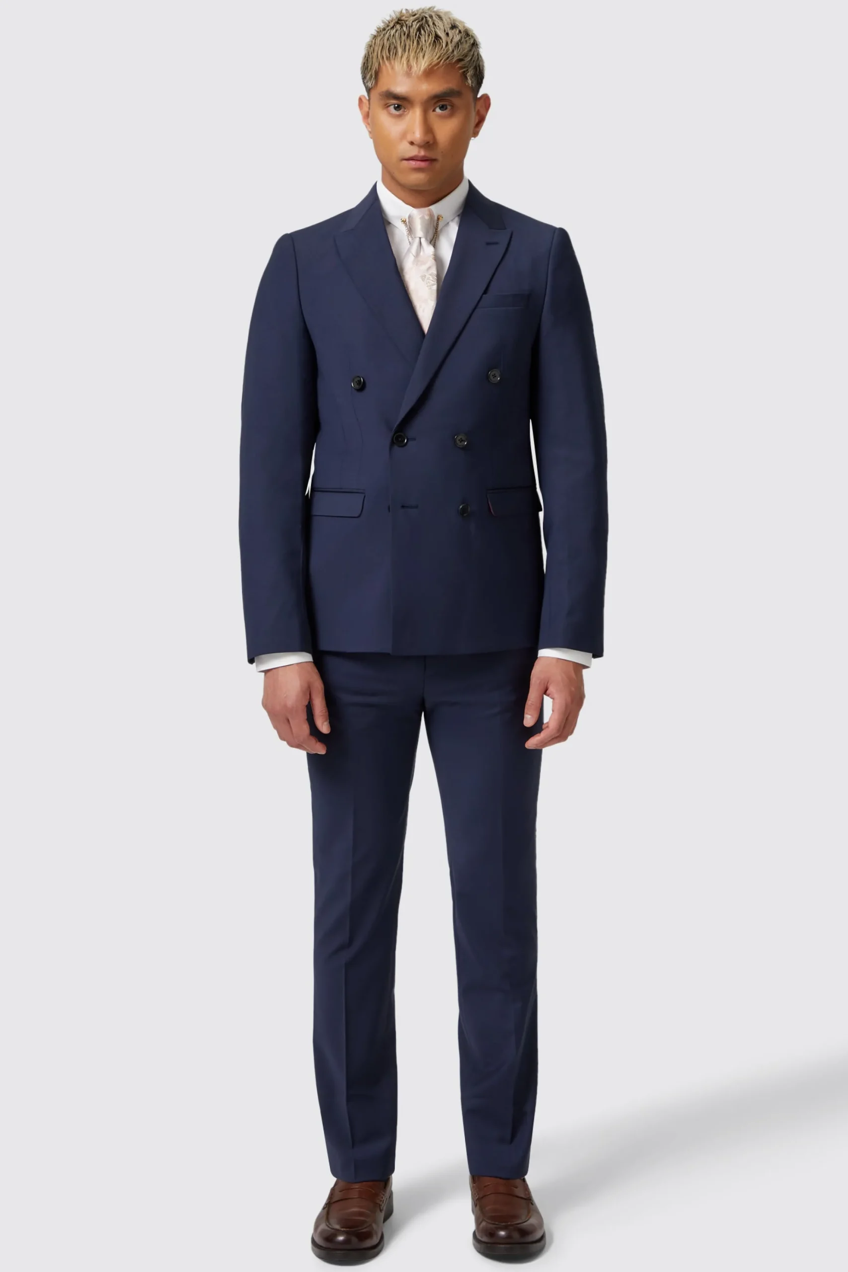 Jackets·Work Jackets|Twisted Tailor Harwood Slim Fit Navy Double Breasted Wool Jacket