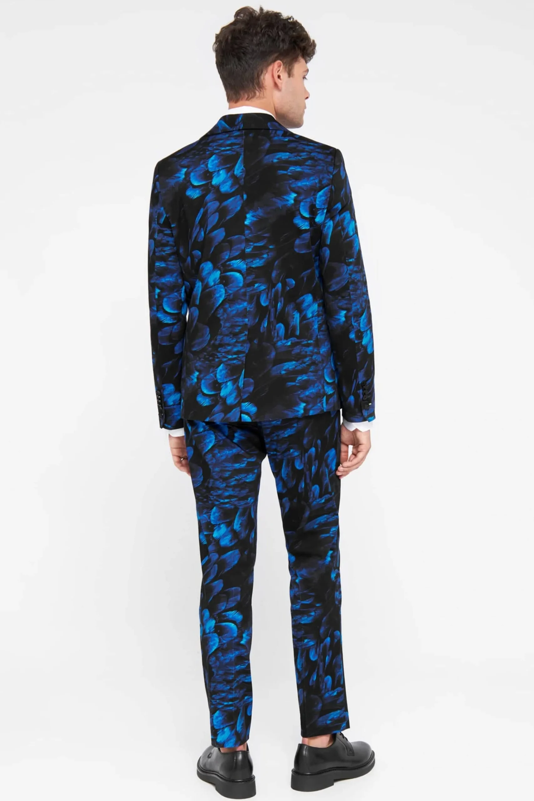 Style·Floral Suits|Style·Bold Prints|Twisted Tailor Heron Slim Fit Blue Floral Cotton Suit
