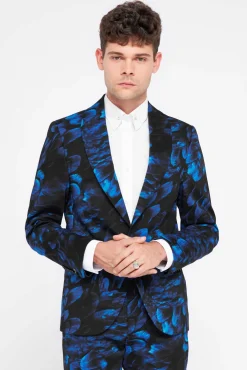 Jackets·Floral Jackets|Twisted Tailor Heron Slim Fit Blue Floral Cotton Jacket